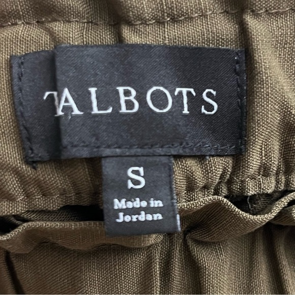 Talbots Green Linen Blend High Waisted Straight Leg Paper Bag Pants Size Small - Picture 5 of 10